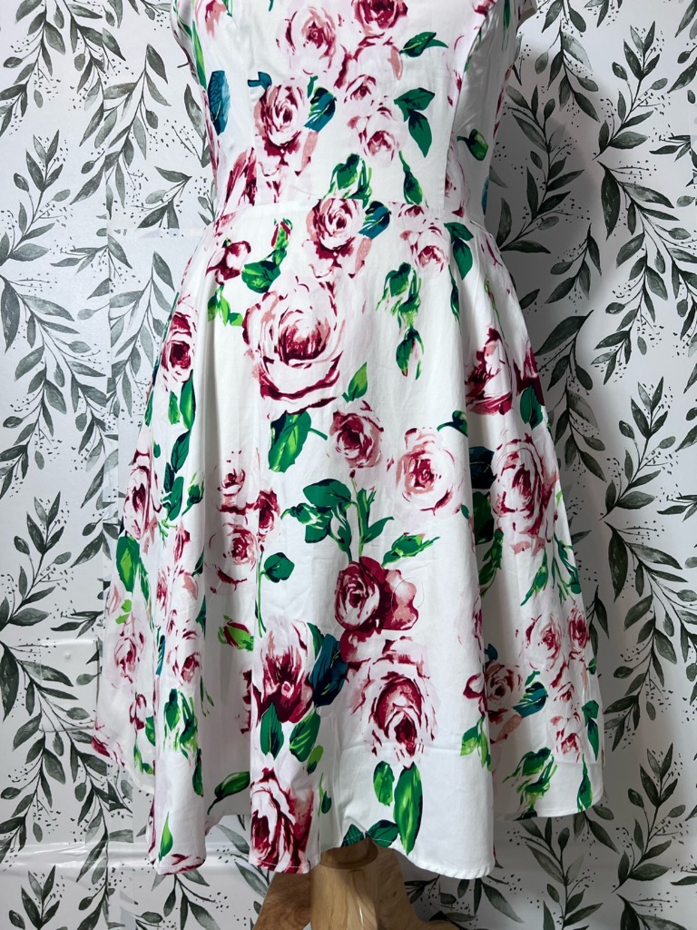 Flowers Retro Vintage Cotton Dress Sz XL 18 Elegant Classic Fit & Flare Bohemian - Picture 3 of 13